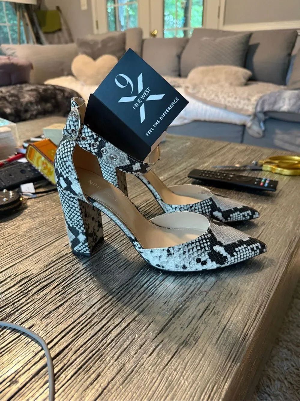 Nine West Aloni Snake Print Ankle Strap 9X Comfort Pump sz 11 NWT